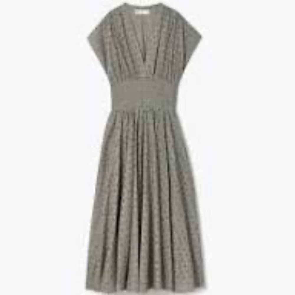 TORY BURCH  Cotton Eyelet Dress -‎ Gray Eclipse SIZE 4